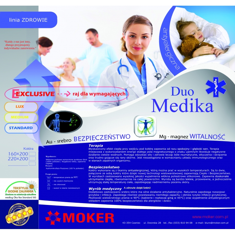 kołdra zdrowotna Medika Duo rehabilitayjna metka